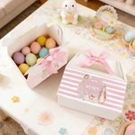 Personalised Cute Peter Rabbit Wreath Bee Bow Gift Box with Handle and Name Easter Party Gift for Boys Girls