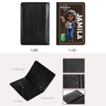 Personnalisé 3D Cartoon Character Airplane Map PU Leather Passport Holder with Name Travel Essential Birthday Gift for Him Her