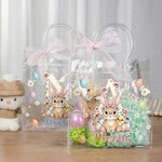 Borsa PVC trasparente personalizzata con nome, iniziale e fiocco, stampa a tema Pasqua - Regalo per bambini
