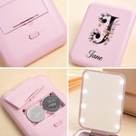 Personalised Stylish Floral Initial LED Makeup Mirror with Name Travel Essential Daily Use Birthday Gift for Women Makeup Lovers