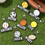 Personalized Basketball Baseball Sports Acrylic Keychain Bag Tag with Name Game Day Birthday Gift for Sport Lovers