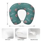 Oreiller de cou portable personnalisé avec nom, fleur de naissance multicolore, essentiel de voyage, utilisation quotidienne, cadeau d'anniversaire pour la famille, un ami ou un collègue.