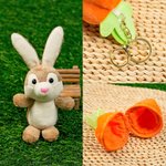 Personalized Little Bunny Hiding in A Zip-Up Carrot 100% Cotton Stuffed Plush Toy with Name and Keychain Easter Basket Stuffers Gift for Boys Girs