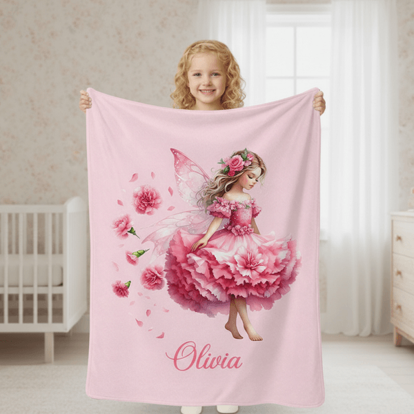 Couverture de naissance personnalisée avec le nom de la fée de la fleur Cadeau d'anniversaire pour les filles