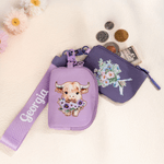 Personalised Cute Highland Cow Birth Flower Wristband Wallet with Name Mother's Day Birthday Gift for Women