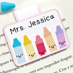 Personalised Cute Colour Crayons Magnetic Bookmark Clip with Name Teacher's Day Birthday Gift for Book Lover Bookworm Teacher