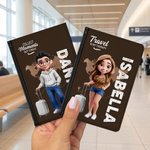 Personnalisé 3D Cartoon Character Airplane Map PU Leather Passport Holder with Name Travel Essential Birthday Gift for Him Her