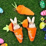Conejito de peluche personalizado de 100% algodón con nombre y llavero conejito escondido en zanahoria regalo de Pascua y cumpleaños para niños