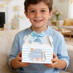 Personalised Cute Peter Rabbit Wreath Bee Bow Gift Box with Handle and Name Easter Party Gift for Boys Girls