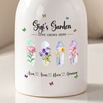 Personalized 1-8 Watercolor Birth Flowers Butterfly Ceramic Vase with Names and Handle Home Decor Mother's Day Birthday Gift for Mom Grandma