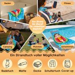 Personalisiertes Strandtuch mit Cartoonfigur auf der Luftmatratze in Fruchtform Optional mit Turnbeutel Sommerausflug Geschenk für Familie