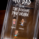 Personalized Photo To Dad From The Reasons You Drink Whiskey Set Engraved with Name Father's Day Birthday Gift for Father Husband Bartender