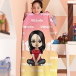 Coperta personalizzata a colori sfumati con nome e personaggio in stile cartone animato - Regalo ideale per bambini e adulti