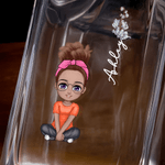 Personalized Cartoon Characters Birth Flower Whiskey Decanter with Name Bar Accessory Father's Day Gift for Man Woman Liquor Lover