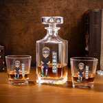 Personalized Soccer Cartoon Character Whiskey Decanter with Name and Number Birthday Game Day Gift for Soccer Lovers