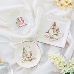 Vassoio portagioie personalizzato con nome e iniziali floreali Matrimonio Fidanzamento Compleanno Festa della Mamma Regalo per la sposa Fidanzata Amica