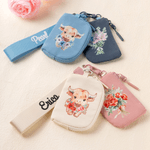 Personalised Cute Highland Cow Birth Flower Wristband Wallet with Name Mother's Day Birthday Gift for Women