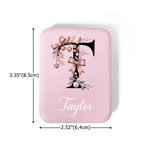 Personalised Stylish Floral Initial LED Makeup Mirror with Name Travel Essential Daily Use Birthday Gift for Women Makeup Lovers