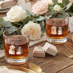 Personalisierte Aquarell Haustier Porträt 10 oz Rock Whiskey Glas mit Text und Name Hochzeit Verlobungsgeschenk für Frischvermählte Tierliebhaber