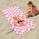 Serviette de plage à séchage rapide personnalisée avec nom Accessoire de vacances d'été Cadeau d'anniversaire pour les enfants