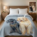 Personalised Watercolour Hand-Painted Style Photo Throw Blanket with Name Home Decor Birthday Pet Memorial Gift for Pet Owners Lovers