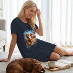 Personalised Multicolor 5 Pet Photos Soft Nightdress with Name Daily Wear Birthday Anniversary Gift for Woman Pet Lover
