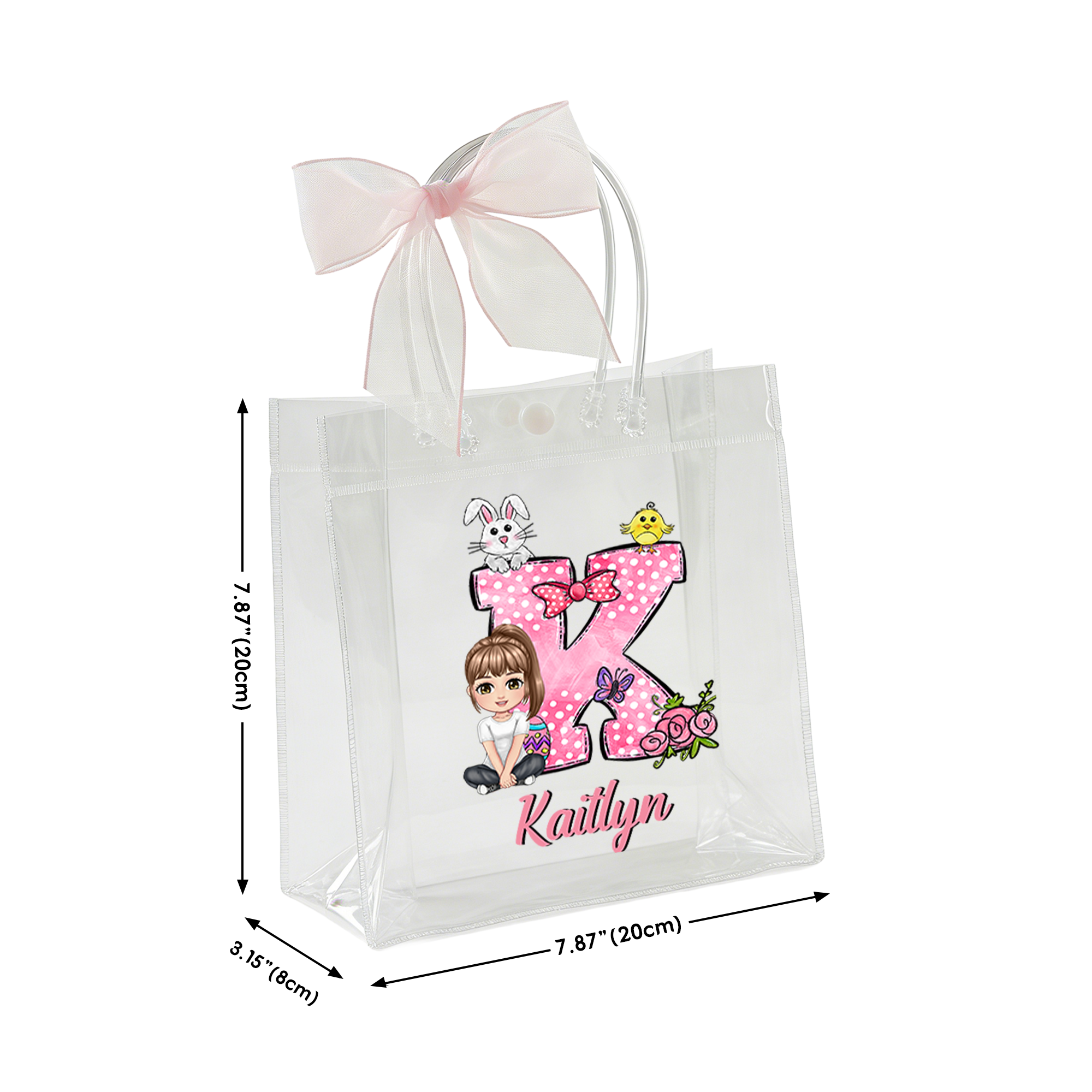 Personalized Cute Cartoon Character Initial Easter Gift Bag with Name ...