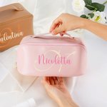 Trousse personalizzata in pelle PU con nome, accessori da viaggio - Regalo di compleanno o anniversario per donne