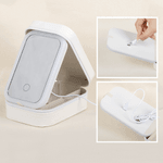 Personalised Elegant Initial Multi-Compartment Name Jewellery Box with LED Makeup Mirror Travel Accessories Birthday Gift for Mom and Grandma