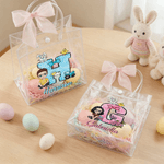Personalized Cute Cartoon Character Initial Easter Gift Bag with Name and Bow Easter Party Gift for Children