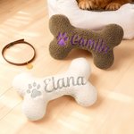 Personalized Bone Pet Toy with Embroidered Name Dog Training Birthday Gift for Dog Owner Pet Trainer