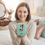 Personalised Elegant Initial Multi-Compartment Name Jewellery Box with LED Makeup Mirror Travel Accessories Birthday Gift for Mom and Grandma