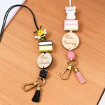 Personalized Bee Cat Flamingo Book Badge Lanyard with Text Teacher's Day Appreciation Back to School Gift for Teachers Educators