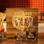 Personalized American Flag Lion Whiskey Decanter with Name Birthday Anniversary Father's Day Gift for Men Friends
