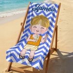 Personalized Cartoon Character Quick Dry Microfiber Beach Towel and Drawstring Bag Set with Name Travel Birthday Summer Vacation Gift for Kids Family