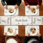 Ensemble chemin de table personnalisé avec motif lapin de Pâques et nom - Style aquarelle - Cadeau Pâques pour famille