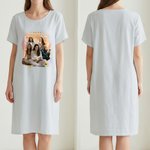 Personalised Multicolor 5 Pet Photos Soft Nightdress with Name Daily Wear Birthday Anniversary Gift for Woman Pet Lover