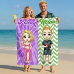 Personalized Cartoon Character Quick Dry Microfiber Beach Towel and Drawstring Bag Set with Name Travel Birthday Summer Vacation Gift for Kids Family