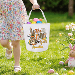 Personalised Cute Egg Hunter Bunny Easter Basket with Name Easter Party Eggs Hunting Gift for Kids