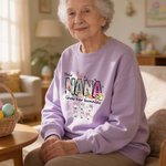 Gepersonaliseerd Multicolor Paashaas T-shirt Sweatshirt met 1-12 Namen Dagelijks Dragen Verjaardag Paasfeest Cadeau voor Moeder Papa Oma