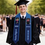 Ceinture de graduation personnalisée avec photo multicolore et nom de l'école Cadeau de graduation pour la famille, les amis et les diplômés