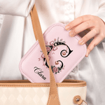 Personalised Elegant Initial Multi-Compartment Name Jewellery Box with LED Makeup Mirror Travel Accessories Birthday Gift for Mom and Grandma