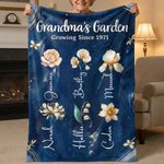 Couverture personnalisée 1-10 fleurs de naissance avec les noms et l'année Décoration de la maison Fête des mères Cadeau d'anniversaire pour Maman Grand-mère