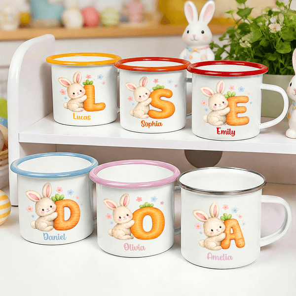 Tasse en émail 12 oz avec nom Cadeau de Pâques pour les enfants