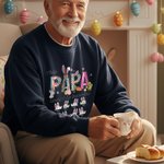 Gepersonaliseerd Multicolor Paashaas T-shirt Sweatshirt met 1-12 Namen Dagelijks Dragen Verjaardag Paasfeest Cadeau voor Moeder Papa Oma