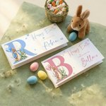 Personalized Cute Flower Balloon Bunny Initial Money Wallet with Name and Envelope Easter Party Gift for Kids Friends