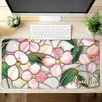 Gepersonaliseerde Retro Glas in lood Bloemen Muismat met naam Kantoor Verjaardagscadeau voor vrouwen Collega's Vrienden
