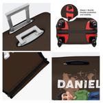 Personalised 3D Cartoon Character Airplane Map Luggage Cover Fits 18-32 Inches Suitcase with Name Travel Use Birthday Gift for Family Friends