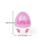 Personifierad flerfärgad påskäggsprydnad med kaninöron och tass med namn Skrivbordsdekoration Korgfyllning Påskfestgåva för familj Barn