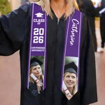 Personalized Multicolor Photo Graduation Sash with Name School and Year Graduation Gift for Class of 2026 Graduates